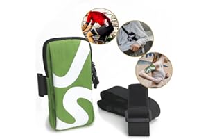 Jiaer Sentai Joggen Armband Armtasche, Handy Sportarmband Armband, Freizeit Hüfttasche, Brusttasche, Doppel Reißverschluss Handytasche Laufen für iPhone 12 Pro Max, Galaxy S20, Huawei, 7.0" Grün