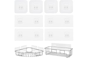 SwirlColor Haczyki prysznicowe, 8 sztuk, mocne, samoprzylepne, pojedyncze i podwójne, przezroczyste, samoprzylepne, narożne haczyki pod prysznic, uchwyt na mydło, organizer kuchenny, narożny kosz na