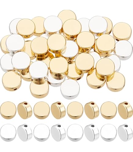 Beebeecraft 1 Scatola 400 Pezzi Distanziatori Rotondi Ottone Placcato Oro 24K 4mm Perline Sfuse Lisce per Creazione di Gioielli Accessori per Ciondoli Artigianato Fai Da Te