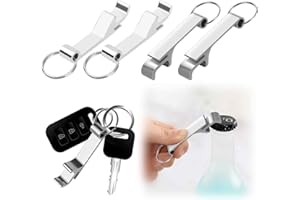 FAVSON Bottle Opener Keyring, 4Pcs Silver Aluminum Beer Opener, Small Keychain Pocket Key Ring, Mini Multi-Function Bottle Opener for Home Pub Beer Lover Men Women Dad Bar