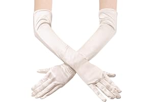 JUNART Longs gants en satin, gants élégants longueur coude pour fête d'opéra, mariage, robe de soirée, costume de carnaval, danse