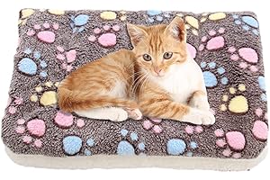 BEAUTYBIGBANG 2023 New Cosy Calming Cat Blankets for Indoor Cats Washable Ultra Soft Cat Dog Calming Blanket for Bed Mat Fluffy Premium Flannel Cloth Pet Cushion Pad 12*9inch for Cats Dogs (Brown Footprints)