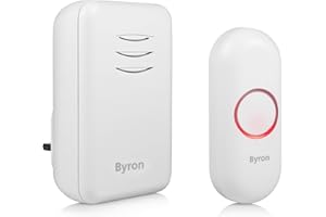 Byron Wireless Doorbell Set, Plug-In Chime, 150m Range, 16 Melodies, DBY-22312UK