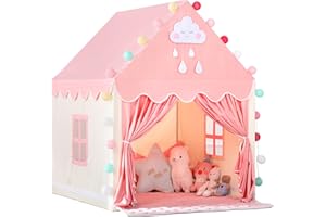 SENODEER Girls Play Tents for Kids Toys, Large Fairy Children Playhouse for Toddlers Princess Tent, Infant Birthday Gifts for Baby Indoor & Outdoor Play Games, Pink (Girl Tent with Mat)