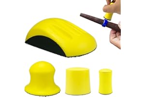 JIEHAOJIA Lot de 4 blocs de ponçage à la main avec crochet et boucle, blocs de ponçage à la main, outils abrasifs 1/2/3/5" (jaune)