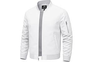 TACVASEN Herren Bomberjacke Sommer Blouson Jacke Übergangsjacke Leichte Fliegerjacken Freizeit mit Taschen