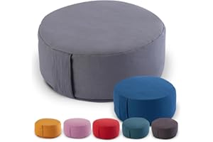 Amago home Yogakissen Meditationskissen Sitzkissen Bodenkissen rund H 14xø31 cm mit Buchweizenschalen
