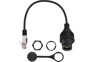 QIANRENON Connecteur RJ45 étanche à montage sur panneau CAT5e 8P8C mâle vers femelle extérieur Ethernet LAN, étanchéité IP67, 40 cm