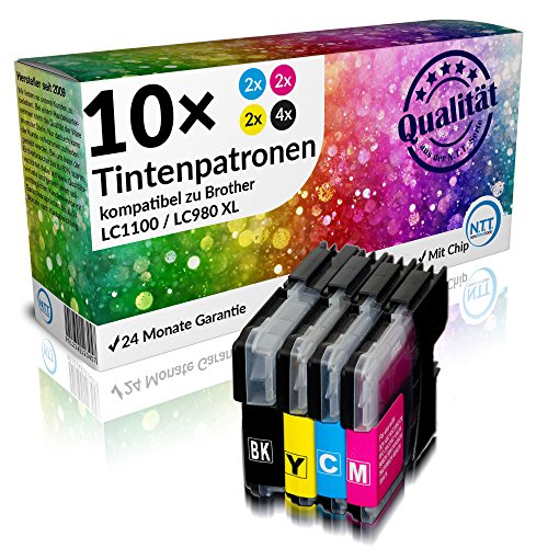 N.T.T.® - 10 STÜCK XL Druckerpatronen, (4x schwarz & je 2x cyan magenta yellow)