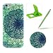 Produktbild iPhone 4S Hülle Silikon Schutzhülle Tasche Case,iPhone 4 Weiches Silikon TPU Gel Bumper Case Etui Schale Cover Skin,Herzzer Modisch Hochwertig Ultra Dünn Slim Thin Bunt Handytasche Mit [Grüne Blütenblätter Muster] Guter Schutz Kratzfest Flexibel Leicht Gummi Rubber Jelly Soft Protective Stabil Handyhülle Schutztasche Back Cover Case Shell für Apple iPhone 4/4S + 1 x Frei Grün Handy Halterung Ständer + 1 x Frei Grün Touch Pen Stift Stylus