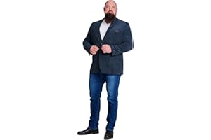 Mill&Tailor Herren Sakko mit Einstecktuch in Navy I Schickes Sakko für Männer I Modern & Sportlich I Jackett für Business & Alltag I Herrensakko für kräftige Männer