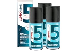 ‎SYNEO syNeo 5 MAN Antitranspirant Deo Roll-On – 5-Tage-Wirkung – starker Schutz gegen Schwitzen & Geruch – Deoroller für Achseln – ohne Parfum – dermatologisch getestet – für Herren – 3er Pack (3 x 50 ml)