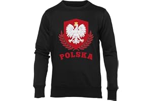 Poland Polska Unisex Tröja Herr Dam Svart Rund Nacke Långärmad Jumper Men's Women's