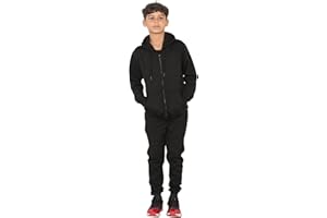 Grunge Wear® Kids Girls Boys Plain Tracksuit Back to School - Children Pe School Zipper Hoodie Top Bottom Jogging Suit Size Age 5-13 Years