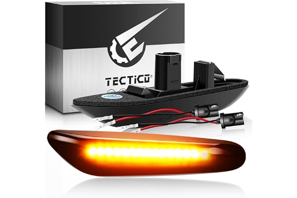 TECTICO LED Indicateur Latéral Dynamique Ambre Jaune Super Lumineux Canbus CE E9 Feux Répétiteurs Séquentiels Compatible avec BMW E90 E91 E92 E93 E81 E82 E83 E84 E87 E88 E60 E61 E46 E36, 2 Lampes