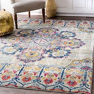 Status 3D Printed Vintage Persian Carpet Rug Runner for Bedroom/Living Area/Home with Anti Slip Backing (4X 6 Feet-Medium, Multi)-Pack of 1