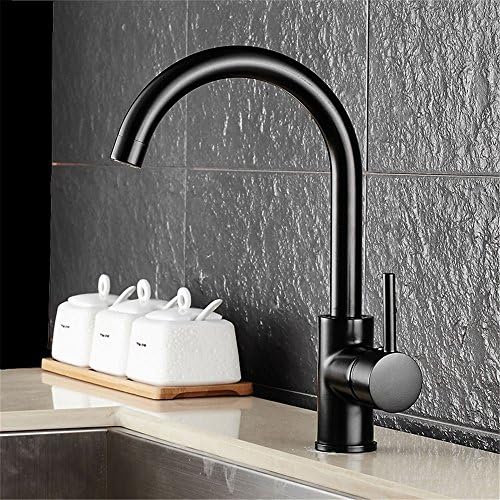 FHLYCF Kitchen faucet, all copper black paint faucet, stainless steel sink, dish basin faucet, rotary water tank faucet