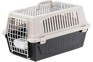 Ferplast Trasportino Gatto, Trasportino Cane Taglia Piccola, Cani e Gatti fino a 8 Kg, Tetto Apribile, con Cuscino e Ciotola inclusi, 37 x 58 x h 32 cm, ATLAS 20 OPEN Trasportino Rigido, Nero