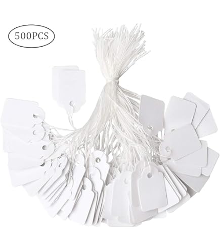 300 Gold String Price Tags For Jewelry - 5/16 X 3/4 Inch Blank Labels With Cotton Strings