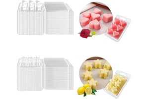 TRINIDa Clear Wax Melt Moulds 50 Pcs 6 Cavities, Environmentally Wax Melt Packaging Boxes, Clamshells for Wax Melts Candle Moulds for Making Candles (Heart and Star Shape)