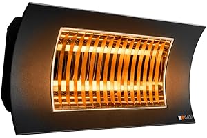 Radialight® SQBAL001 Lampada Infrarossi OASI 2000W Bassa Luminescenza Nera Stufa Eco Elettrica Riscaldatore Risparmio Energetico Protezione Umidità IPX 5