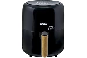 JOCCA Frytkownica na gorące powietrze 3,8L Nature Black | Frytkownica bezolejowa | Frytkownica na powietrze 3,8 litra | Timer | Regulowana temperatura | Zdrowa kuchnia | 1450 W | Ekran dotykowy LED |