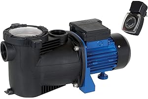 T.I.P. Poolpumpe mit Timer - Selbstansaugende Filterpumpe 10.000 l/h für 30 m³ Pools, 9 m Förderhöhe, Energieeffizient 400 W Leistung, Vorfilter integriert