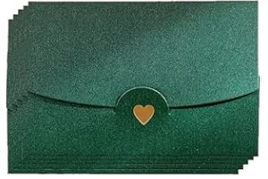 LA LLARETA Mini Enveloppes, 50 Pièces Mignon Enveloppes, Enveloppes Vert, avec Boucle En Forme De Cœur, pour Les Invitations, Les Mariages, Les Cartes-Cadeaux Diy, Noël Et La Saint-Valentin (Vert)