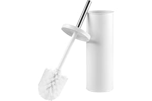 Beldray Set di scopino e supporto per WC - Spazzola per la pulizia della tazza del water da bagno con setole rigide, supporto igienico con design del coperchio, pulizia profonda, LA059451WHTFEU7
