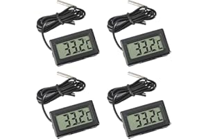 ARCELI Termometro digitale LCD Monitoraggio della temperatura con sonda esterna per frigorifero Frigorifero congelatore Acquario - Nero（4 pezzi ）