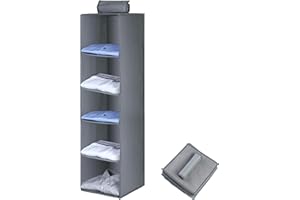 AiQInu Étagère de penderie à Suspendre, Organisateur de Placard de Rangement Suspendu avec 5 Compartiments, Organisateur Suspendu Pliable et Gain de Place Système de Rangement