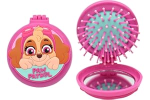 MEVSIM STORE Psi Patrol szczotka do włosów dla dzieci, szczotka do masażu skóry głowy z lusterkiem kieszonkowym, do wszystkich rodzajów włosów, usuwa węzły i rozdwajane końcówki