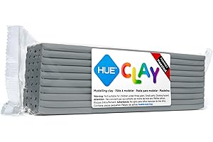 HUE Clay (Formerly Newplast) 500g, Grey - Firm, Reusable, Non-Drying, Oil-Based Modelling Material for Stop Motion Animation, Hobbyists & Sculptors. One Colour Layered Bar