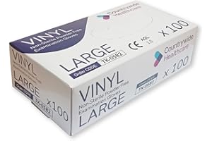 Countrywide Healthcare Powder Free Clear Vinyl Gloves - Large - Box Of 100