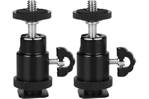 Sequpr Mini Rotule avec 1/4 Adaptateur de Hot Shoe Tête de Boule Tête de Trépied Supporte Rotule de trépied Rotule pour Appareil Photo Moniteur Vidéo Lumière Lot de 2