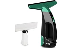 Eave Nettoyeur Vitre, Kit Nettoyeurs de Vitres Sans Fil avec Autonomie de 45 min, Lave Vitre Electrique avec Raclettes de 28cm & Réservoir de 200ml, Adapté aux Vitres, Carrelages & Miroirs (vert)