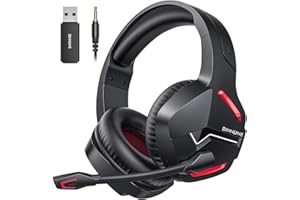 BINNUNE Cuffie Gaming Wireless per PC PS4 PS5, Batteria da 48 Ore, Bluetooth Gamer Headset con Microfono per PlayStation 4 5