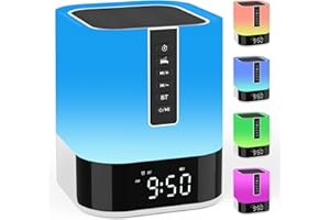 AFEXOA Bluetooth Lautsprecher mit Licht, Geschenke Mädchen, Wecker mit Licht, White Noise Machine, Kinder Lichtwecker, Nachttischlampe Touch Dimmbar mit 48 Farbwechsel, Geschenke für Mädchen Junge