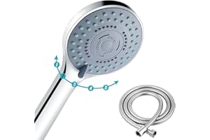 MOANATURA Alcachofa Ducha con Manguera y Soporte. Teléfono de Ducha con Flexo de 180 cm. Cabezal Manguera Baño Grande de 10 cm.. Mango de Ducha con 5 Modos de Chorros de Agua para Masaje y Ahorro (Modelo 2)