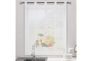 DALINA TEXTIL S.L Dalina Textil - Cortina de Cocina Translúcido con Dibujos, Visillo Transparente para Cocina, Comedor, Marco de Puerta 1 Pieza Tejido Gasa Fina (Fruit Mix, 140x140cm)