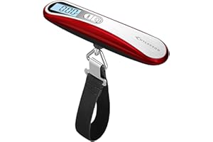 Pèse Bagage Voyage Electronique MYCARBON Balance Valise Portable Max 50Kg/110lb(LB,g,Oz,kg) Fonction Tare Pile Fournie Pèse Valise pour Voyage/Poste/Shopping/Usage Domestique/Extérieur (Rouge)