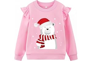 TCWWBB Boys Girls Christmas Jumper Sweatshirt Xmas Jumpers Kids Unisex Santa Claus Bear Dinosaur Cat Tops Children Long Sleeve Cotton Pullover Outfits Casual Crewneck Winter Clothes Age 7-12 Years