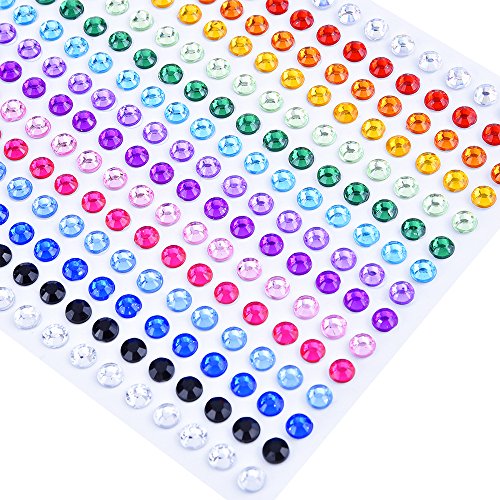 eBoot 300 Stück 5mm Strass Aufkleber Strasssteine Edelstein Aufkleber Bunte Bling Strass Aufkleber Blatt - 2