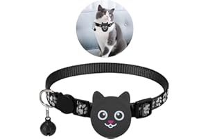 Airtag obroża dla kotów, Jrzyhi Airtag obroża dla kota z dzwonkiem i zamknięciem zabezpieczającym, regulowana, odblaskowa obroża z uchwytem Airtag dla kotów, szczeniaków, kotków