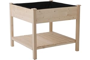 Outsunny Huerto Urbano Tabla de Crecimiento Mesa de Cultivo Vintage con Estante de Almacenaje Mesa Exterior Jardín para Plantación 91x91x81cm Madera
