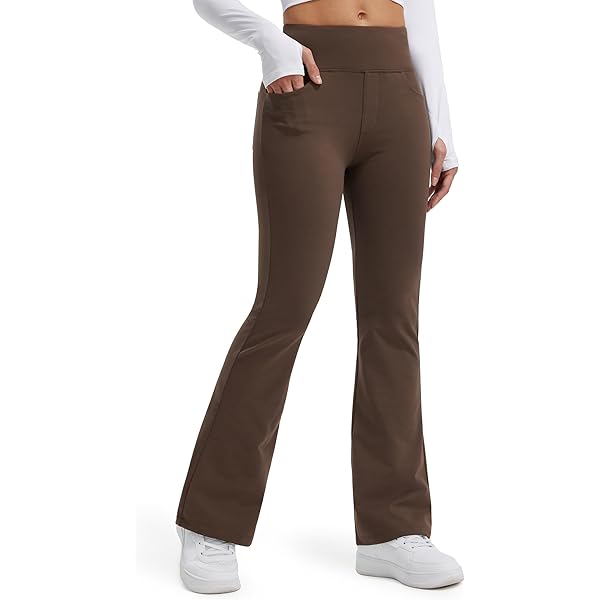 WILLIT Thermo-flare leggings voor dames, winter, met fleece gevoerde yogabroek, warme sportlegging, loopbroek, bootcut broek, hoge taille, met zakken, donkergrijs, M