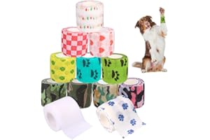 GIDWRIY 12 Piezas Vendas Elásticas Cohesivas 5 CM X 4.5 M,Vendas Autoadhesivas Perros,Venda Cohesiva Animales,Veterinaria Venda Elastica Adhesiva Mascotas,Vendaje Adhesivo Elástico para Animales