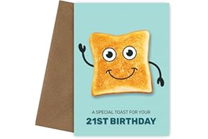 HEY CHIMP Funny 21st Birthday Card for Men and Women - Son & Daughter 21st Birthday Cards - Humorous Bday Toast for Him or Her, Funny Bday Card