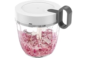 VIHOOM Hachoir Manuel 900ML Hachoir Oignon Manuel 5 Lames Acier Inoxydable Mixeur Manuel Hachoir Legume de Cuisine pour Oignon Ail Légumes Noix Legumes Fruit Salade