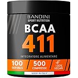 Bandini® AMINOACIDI RAMIFICATI BCAA 4 1 1 | 500 Compresse Aminoacidi Ramificati Fermentati con Vitamina B1 e B6 | 4.1.1 con L